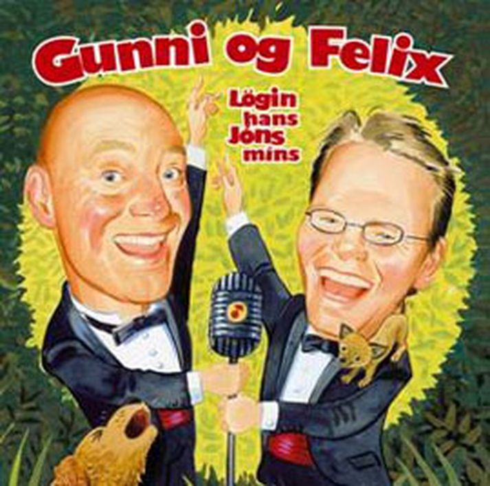 Gunni og Felix með plötuna Lögin hans Jóns míns