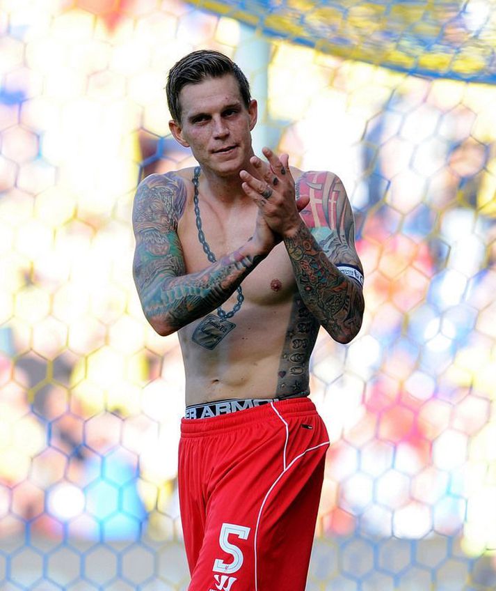 Agger eftir æfingarleik Liverpool og Bröndby í sumar.