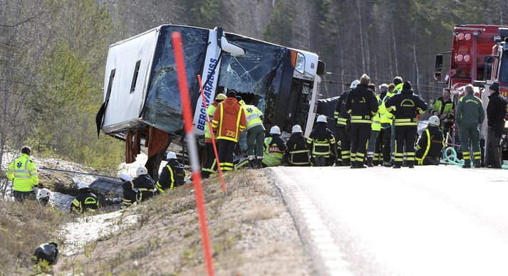 Farþegarnir voru á leið í skíðaferð.