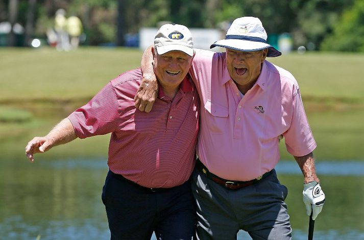 Jack Nicklaus og Arnold Palmer á góðri stundu.