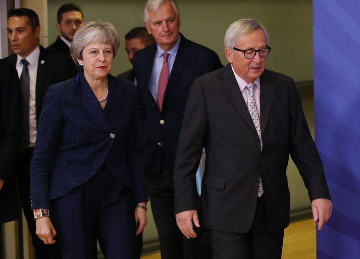Theresa May, forsætisráðherra Bretlands, og Jean Claude Juncker, forseti framkvæmdastjórnar ESB, í Brussel.