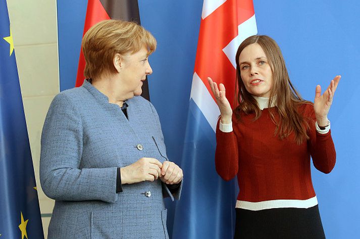 Frá fundi Katrínar og Merkel í Berlín þann 19. mars.