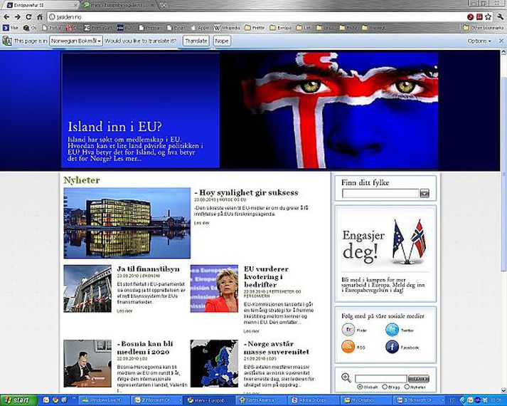 Hvaða áhrif hefði innganga Íslands? Lesa má um áhuga Norðmanna á aðildarumsókn Íslendinga á www.neitileu.no og á www.jasiden.no.fréttablaðið/klemens