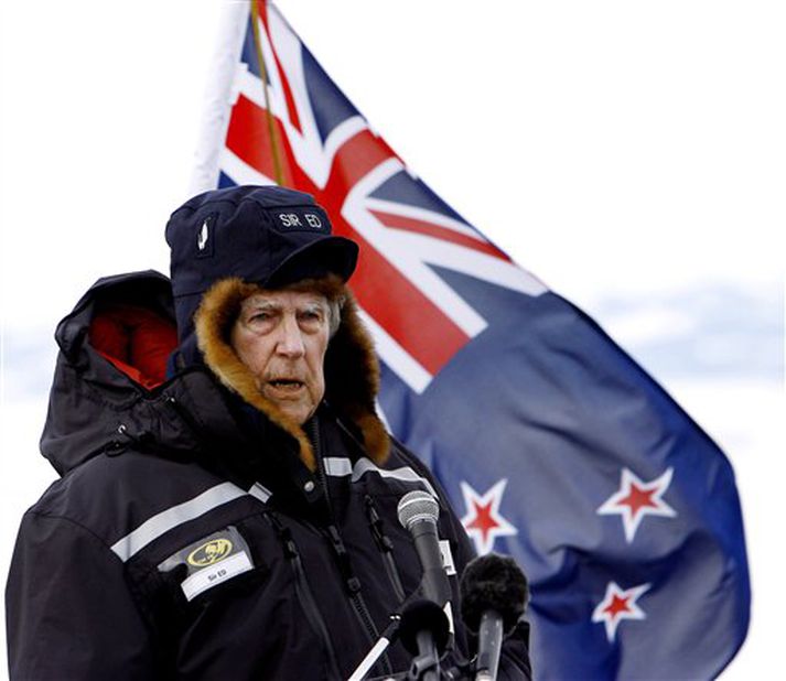 Edmund Hillary á Suðurpólnum.