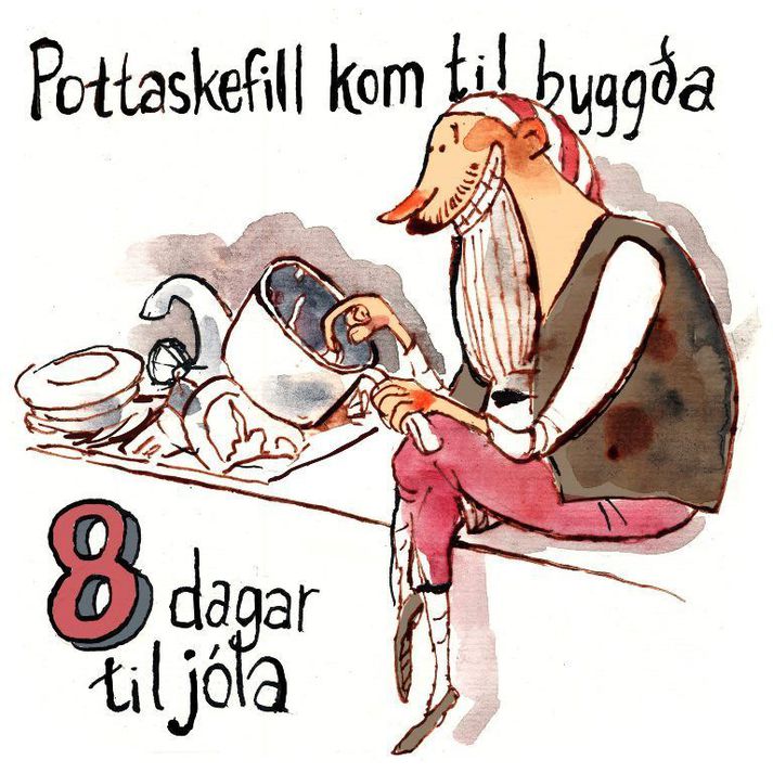 Pottaskefill flýtti sér að pottinum.