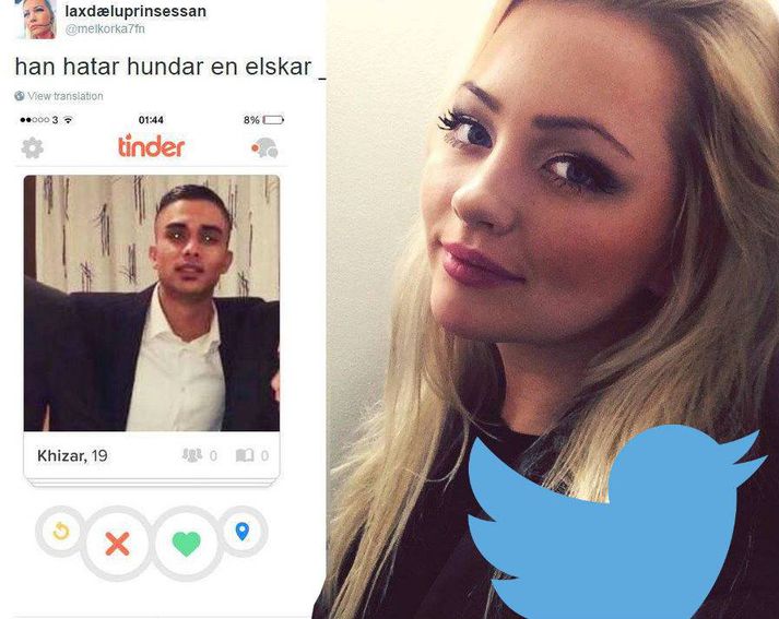 Melkorka Sjöfn er dugleg á Tinder og Twitter úti í Danmörku.