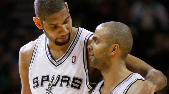 Tony Parker og Tim Duncan.