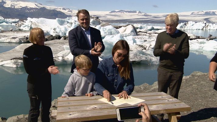 Fra Jökulsárlóni. Björt Ólafsdóttir, fyrrverandi umhverfisráðherra, kynnti áform um Þjóðgarðastofnun síðastliðið sumar.