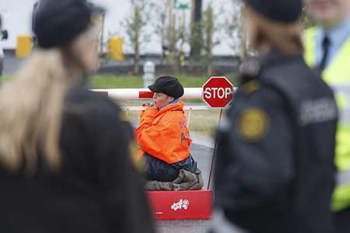 Frá mótmælum samtakanna við álverið í Straumsvík í dag