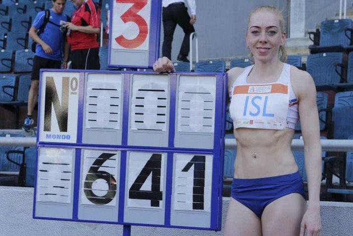 Hafdís Sigurðardóttir setti eina Íslandsmetið í einstaklingsgrein um helgina þegar hún stökk 6,41 m í langstökki.