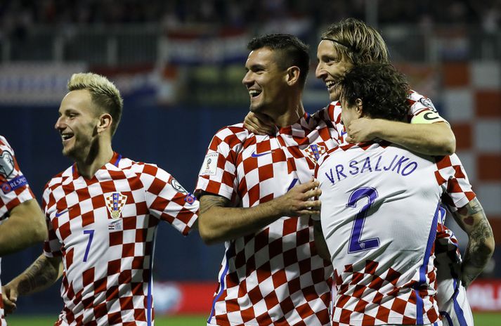 Ivan Rakitic, Dejan Lovren, Luka Modric og Sime Vrsaljko eru allir á HM-hópi Króatíu.