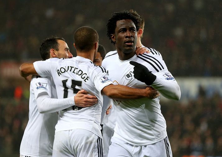 Wilfried Bony var duglegur að skora þegar hann lék með Swansea á árunum 2013-15.