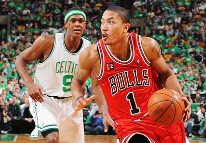 Leikstjórnendurnir ungu Rajon Rondo og Derrick Rose hafa farið á kostum í einvíginu