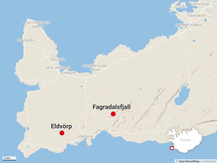 Skjálftinn varð við Eldvörp vestan af Grindavík.
