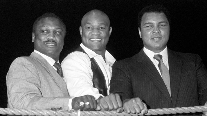 Joe Frazier, George Foreman og Muhammad Ali. Hin heilaga þungavigtarþrenning. 