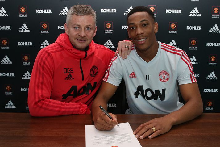 Anthony Martial  og Ole Gunnar Solskjær.