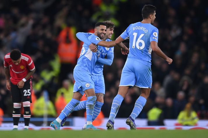 Riyad Mahrez skoraði seinni tvö mörk City í dag.