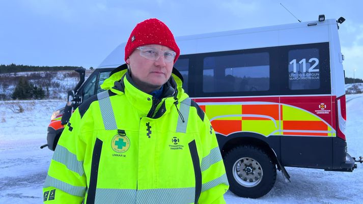 Unnar Már Sigurbjörnsson stóð vaktina við lokunarpóst Reykjavíkurmegin Hellisheiðar í dag.