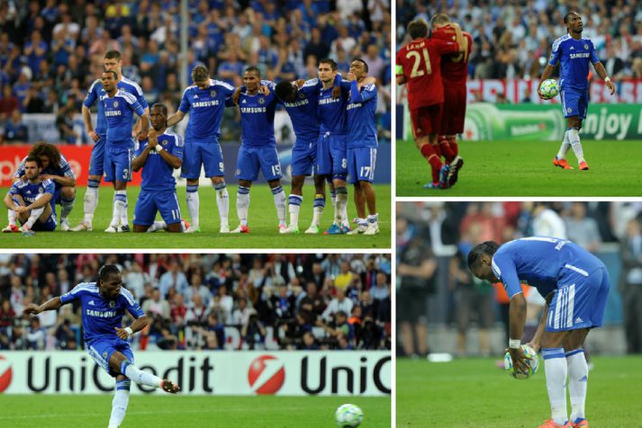 Didier Drogba tók eina frægustu vítaspyrnu síðari ára þegar hann tryggði Chelsea sigur í Meistaradeildinni 2012. Hér má sjá myndasyrpu frá því.