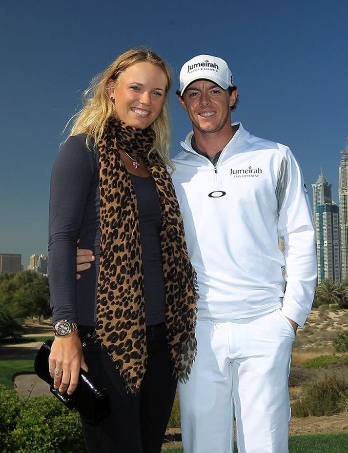 Caroline Wozniacki frá Danmörku og Rory McIlroy vekja ávallt mikla athygli hvar sem þau koma.