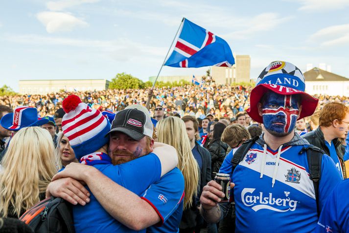 Íslenskir stuðningsmenn á Arnarhóli sumarið 2016.