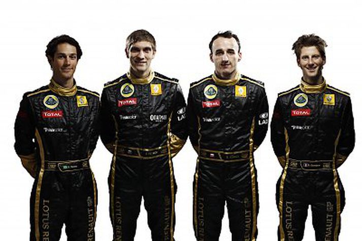 Ökumenn og varaökumenn Lotus Renault. Bruno Senna, Vitaly Petrov, Robert Kubica og Romain Groesjean