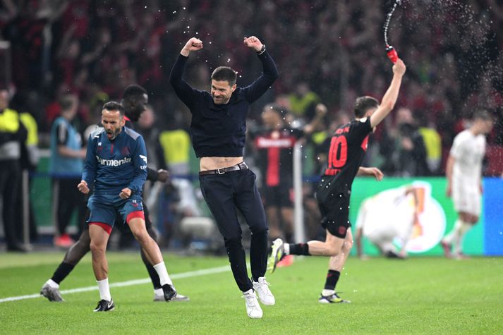 Xabi Alonso stýrði Leverkusen til sigurs í dag.