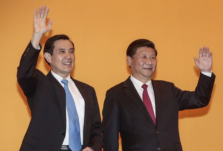 Ma Ying-jeuo (t.v) og Xi Jinping á fundinum í dag.