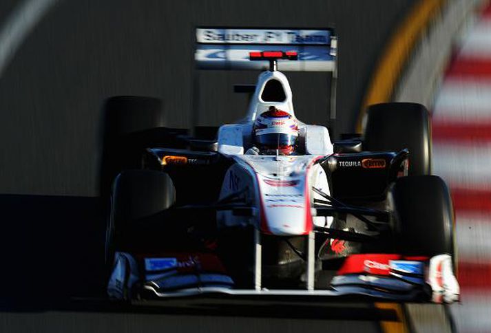 Sauber Kamui Kobayahsi á ferð i Melbourne.