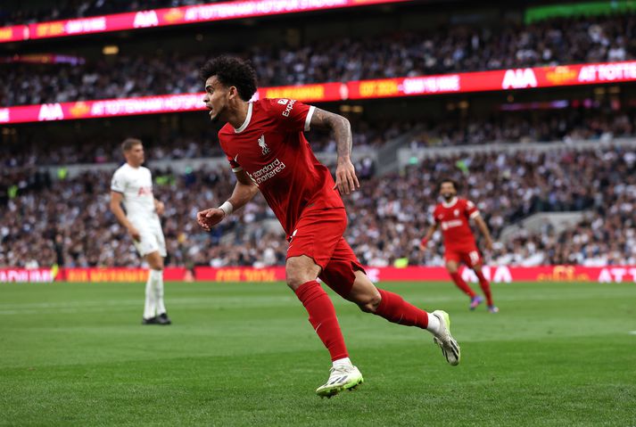 Luis Diaz var eðlilega steinhissa þegar mark hans gegn Tottenham um síðustu helgi fékk ekki að standa.