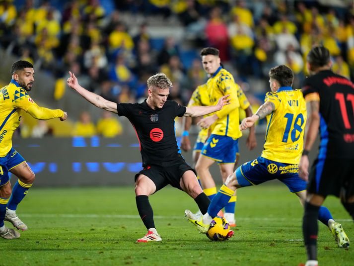 Dani Olmo skoraði fyrra mark Barcelona.