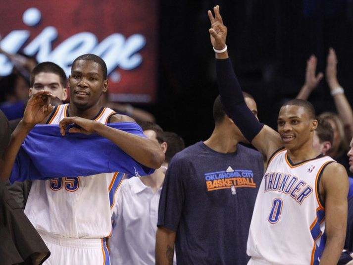 Kevin Durant og Russell Westbrook.