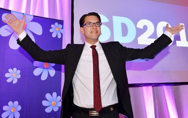 Svíþjóðardemókratar undir forystu Jimmie Åkesson mælast með stuðning fjórðungs kjósenda, litlu meira en jafnaðarmenn.