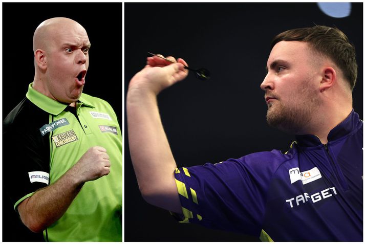 Michael van Gerwen og Luke Littler eru tveir af vinsælustu spilurunum á HM í pílu. Báðir litríkir karakterar og frábærir spilarar.