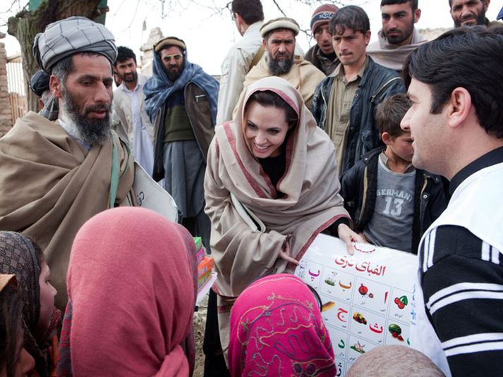 Angelina Jolie í Afganistan í fyrra dag.