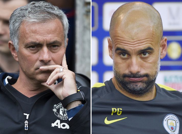 Stjórarnir Jose Mourinho og Pep Guardiola eru að vinna með dýran varning. Sjálfir komu þeir ekki á neinni útsölu.