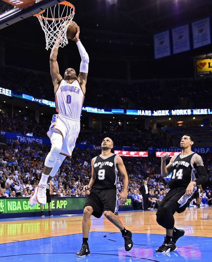 Russell Westbrook var flottur í nótt.