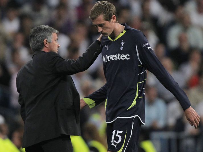 Jose Mourinho, þjálfari Real Madrid og Peter Crouch.