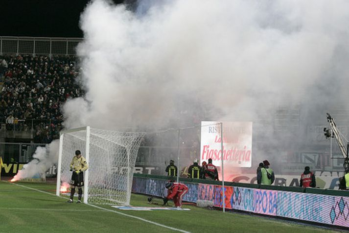 Frá leik Livorno og Juventus í kvöld.