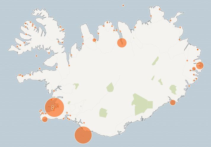 Gagnvirk útgáfa af kortinu er neðst í fréttinni.