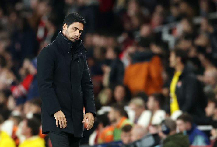 Mikel Arteta á hliðarlínunni um helgina.