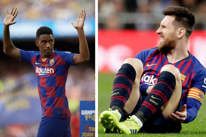 Junior Firpo og Lionel Messi.