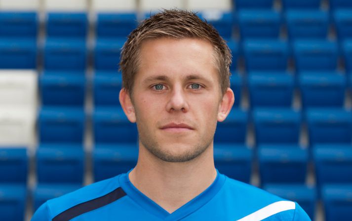 Gylfi Þór er hér í búningi þýska liðsins Hoffenheim.