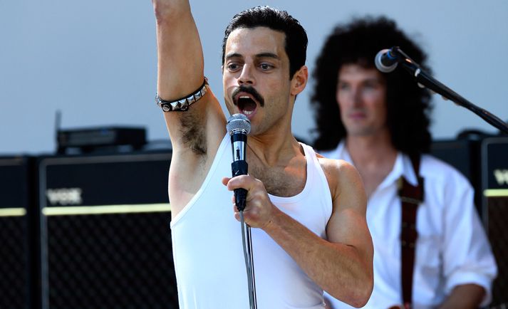 Rami Malek í hlutverki Freddie Mercury.