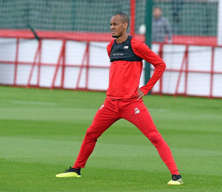 Fabinho á æfingu með Liverpool. Hann verður ekki í æfingaferð Liverpool til Þýskalands