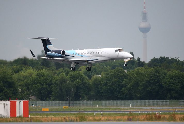 Flugvél Prigozhin var af gerðinni Embraer Legacy 600. Hér sést ein slík koma til lendingar í Þýskalandi með Elísabetu heitna Bretadrottningu og Filippus heitinn prins árið 2015.