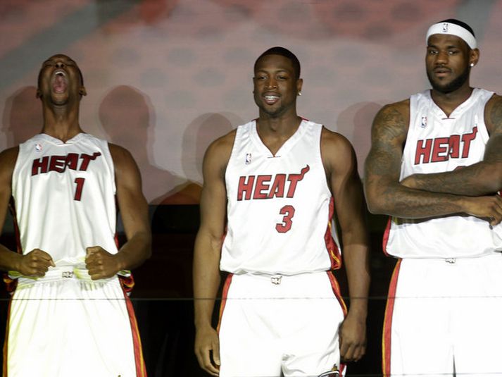 Dwyane Wade, LeBron James og Chris Bosh.