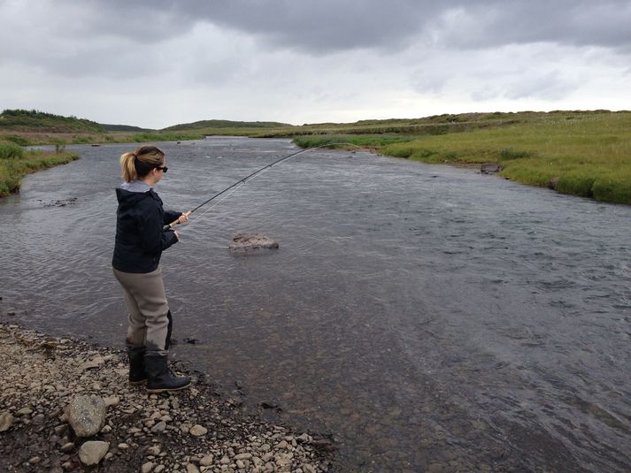 Tekist á við lax í Bárðarbungu í Langá á Mýrum sumarið 2016