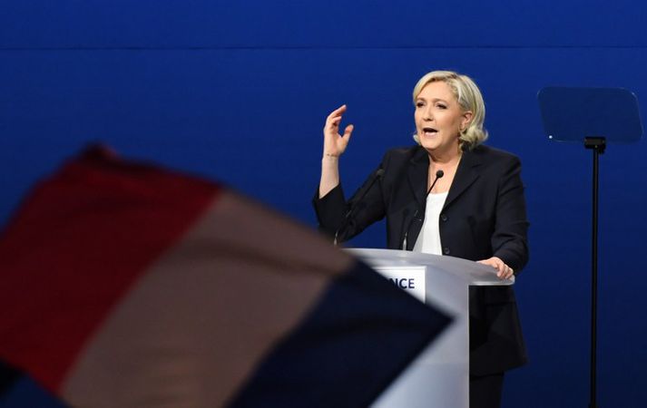 Marine Le Pen er forsetaframbjóðandi frönsku Þjóðfylkingarinnar.