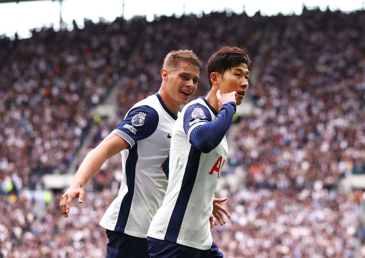 Heung-Min Son skoraði tvö fyrir Tottenham í dag.